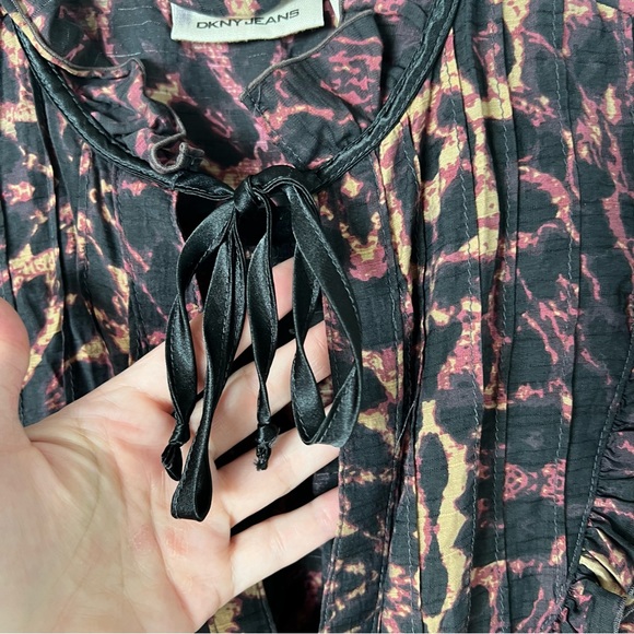 Vintage Y2K DKNY Ruffle Bib Animal Print Dress - Picture 14 of 17